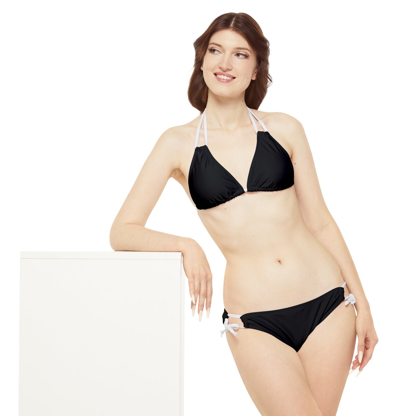 Wyndrift Black Strappy Bikini Set (AOP)