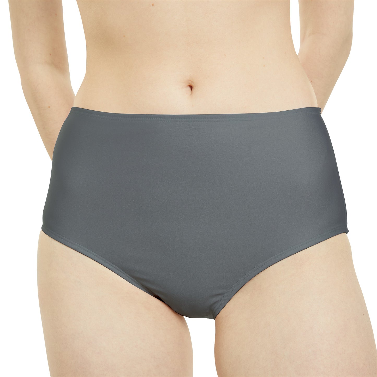 Wyndrift Dark Gray High-Waist Bikini Bottom (AOP)