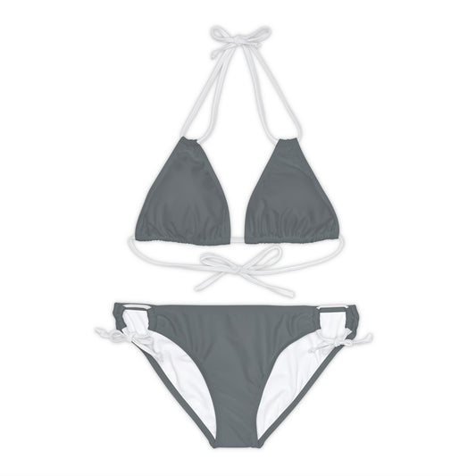 Wyndrift Dark Gray Strappy Bikini Set (AOP)