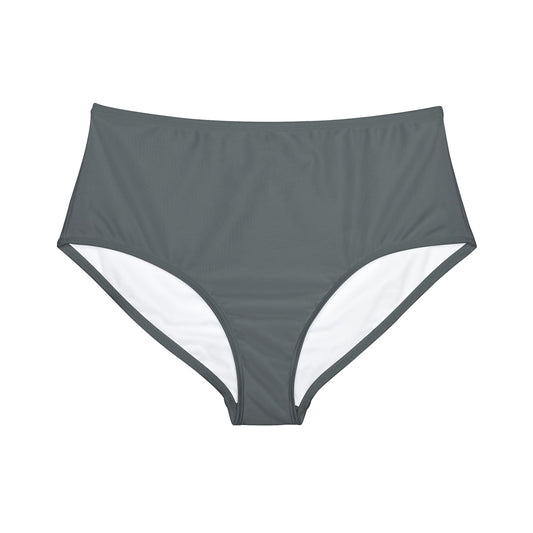 Wyndrift Dark Gray High-Waist Bikini Bottom (AOP)