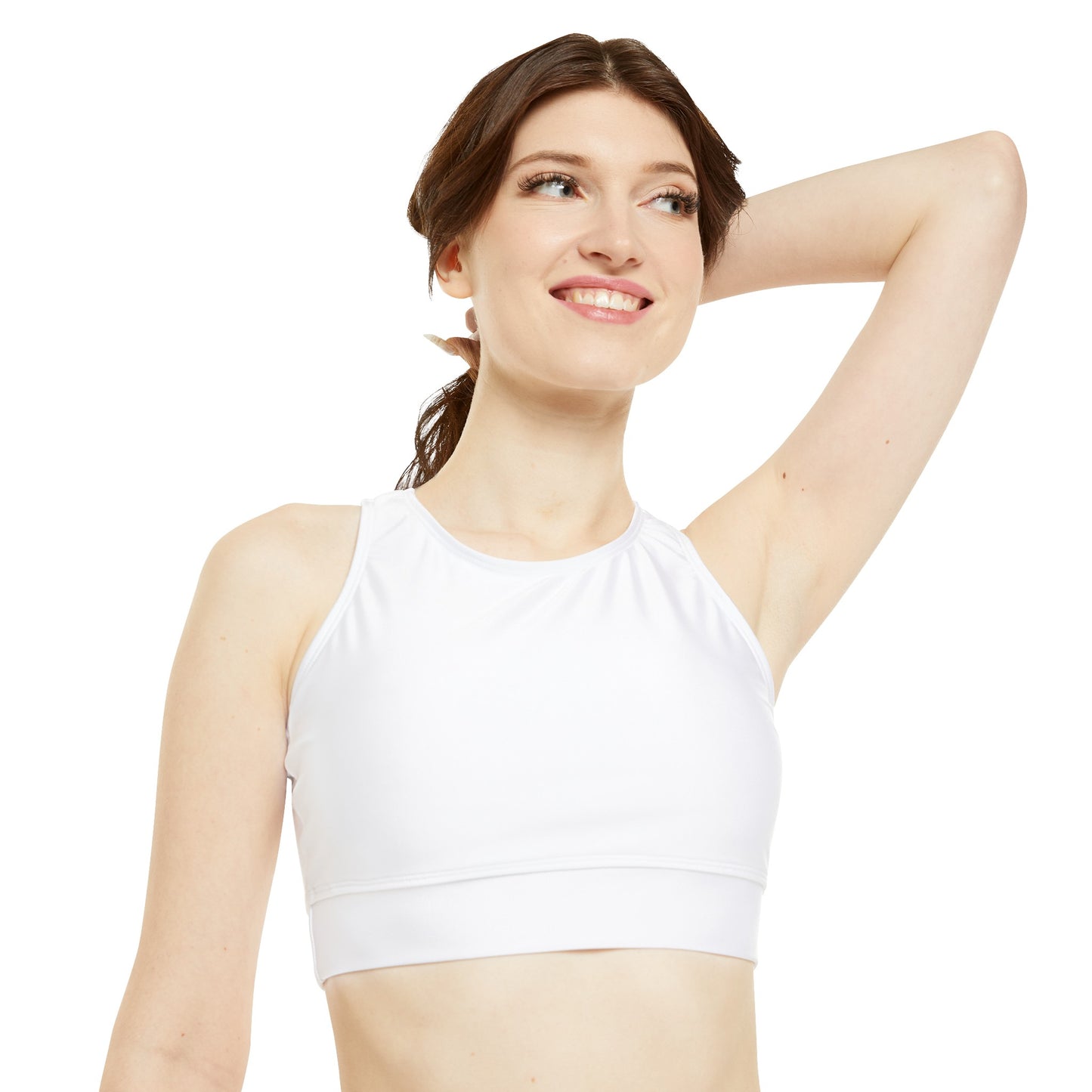 Wyndrift White High Neck Crop Bikini Top (AOP)