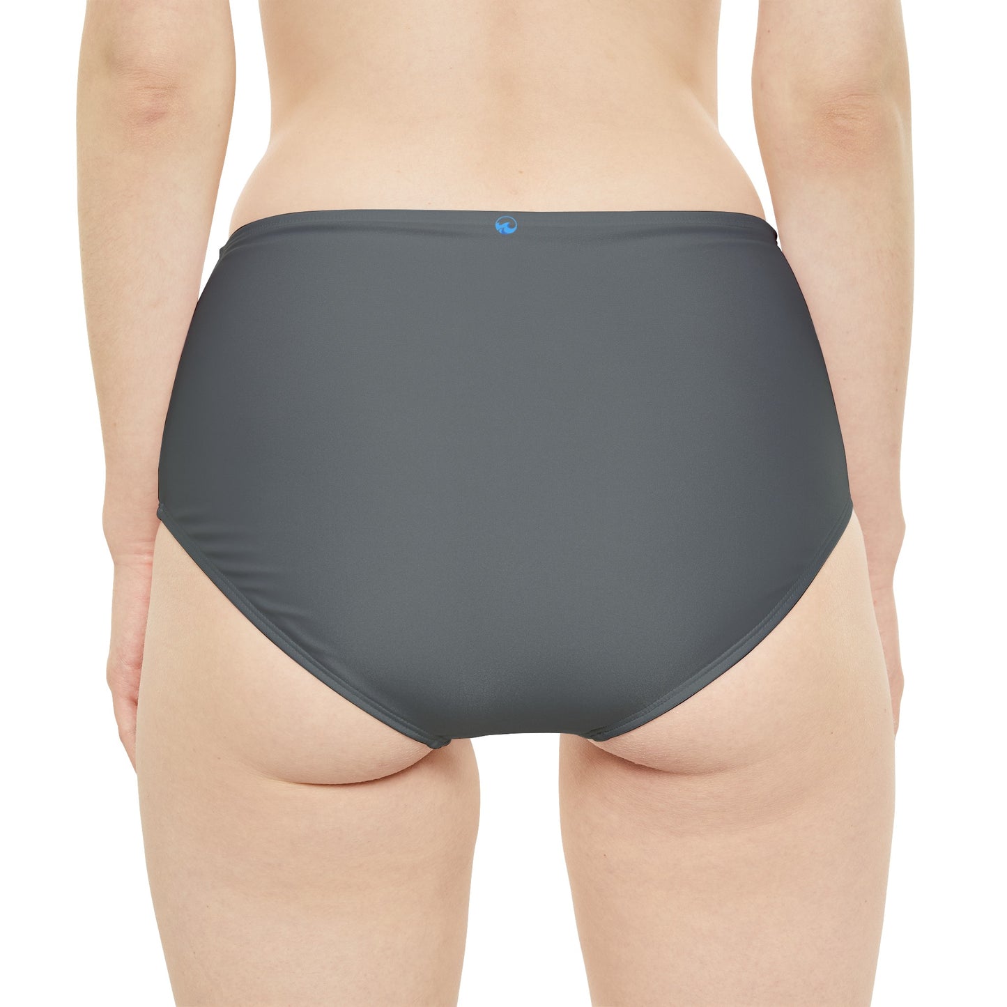 Wyndrift Dark Gray High-Waist Bikini Bottom (AOP)